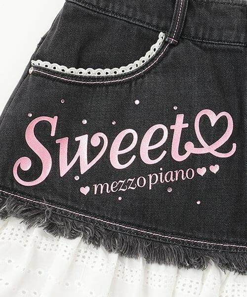 mezzo piano junior / メゾピアノジュニア ミニ・ひざ丈スカート | 復刻♪ デニム×レース Sweetスカート | 詳細5