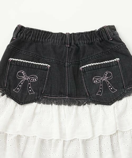 mezzo piano junior / メゾピアノジュニア ミニ・ひざ丈スカート | 復刻♪ デニム×レース Sweetスカート | 詳細7