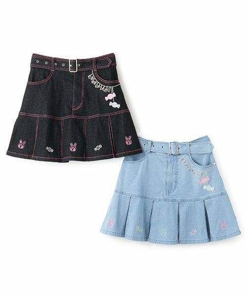 mezzo piano junior / メゾピアノジュニア ショート・ハーフ・半端丈パンツ | 復刻♪ ベリエちゃん刺しゅうデニムスカパン | 詳細11