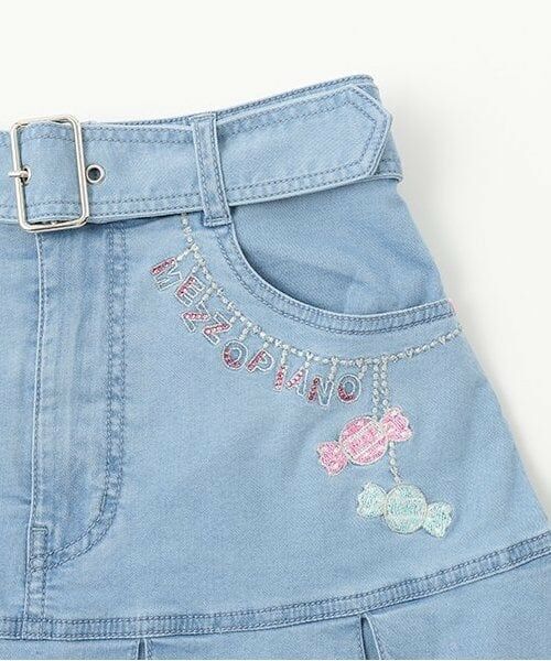 mezzo piano junior / メゾピアノジュニア ショート・ハーフ・半端丈パンツ | 復刻♪ ベリエちゃん刺しゅうデニムスカパン | 詳細5