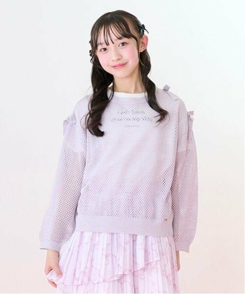 mezzo piano junior / メゾピアノジュニア ニット・セーター | ラメメッシュニット＆半袖Tシャツセット（ライト ピンク）