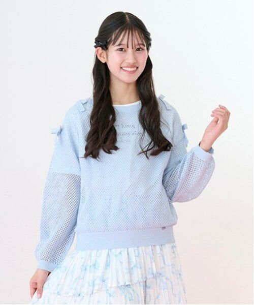 mezzo piano junior / メゾピアノジュニア ニット・セーター | ラメメッシュニット＆半袖Tシャツセット（サックス）