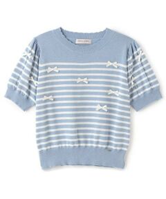 mezzo piano junior / メゾピアノジュニア ニット・セーター | 【ニコ☆プチ掲載】ボーダー＆リボンニット