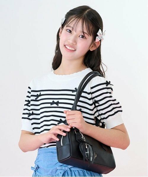 mezzo piano junior / メゾピアノジュニア ニット・セーター | 【ニコ☆プチ掲載】ボーダー＆リボンニット | 詳細1