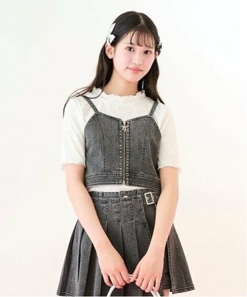 mezzo piano junior / メゾピアノジュニア Tシャツ | 【ニコ☆プチ掲載】デニムビスチェ＆レース半袖Tシャツセット | 詳細10