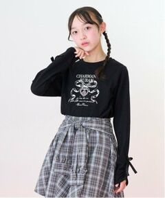 mezzo piano junior / メゾピアノジュニア Tシャツ | 袖ドロスト リボン長袖Tシャツ