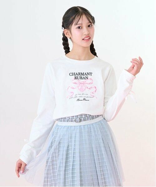 mezzo piano junior / メゾピアノジュニア Tシャツ | 袖ドロスト リボン長袖Tシャツ | 詳細2