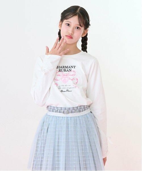 mezzo piano junior / メゾピアノジュニア Tシャツ | 袖ドロスト リボン長袖Tシャツ | 詳細3