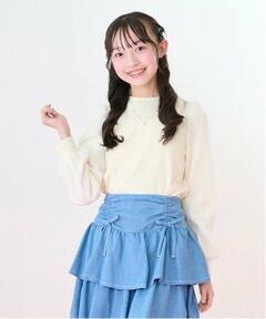 mezzo piano junior / メゾピアノジュニア Tシャツ | 袖シアーネックレスTシャツ