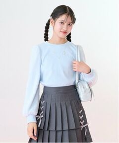 mezzo piano junior / メゾピアノジュニア Tシャツ | 袖シアーネックレスTシャツ