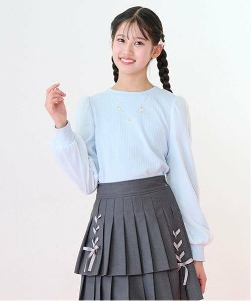 mezzo piano junior / メゾピアノジュニア Tシャツ | 袖シアーネックレスTシャツ | 詳細1