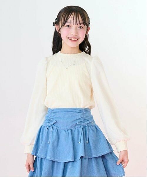 mezzo piano junior / メゾピアノジュニア Tシャツ | 袖シアーネックレスTシャツ | 詳細4