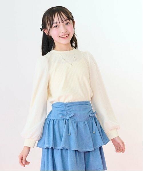 mezzo piano junior / メゾピアノジュニア Tシャツ | 袖シアーネックレスTシャツ | 詳細5