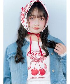 mezzo piano junior / メゾピアノジュニア Tシャツ | 【Cuugal掲載】【接触冷感】袖レースアップリボンチェリーTシャツ