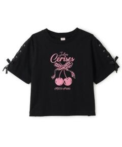mezzo piano junior / メゾピアノジュニア Tシャツ | 【Cuugal掲載】【接触冷感】袖レースアップリボンチェリーTシャツ