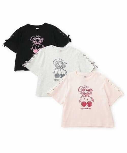 mezzo piano junior / メゾピアノジュニア Tシャツ | 【Cuugal掲載】【接触冷感】袖レースアップリボンチェリーTシャツ | 詳細10