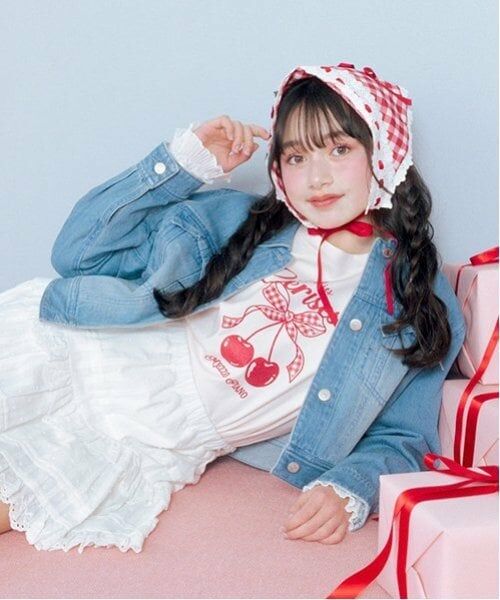 mezzo piano junior / メゾピアノジュニア Tシャツ | 【Cuugal掲載】【接触冷感】袖レースアップリボンチェリーTシャツ | 詳細2