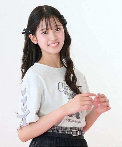 mezzo piano junior / メゾピアノジュニア Tシャツ | 【Cuugal掲載】【接触冷感】袖レースアップリボンチェリーTシャツ | 詳細4