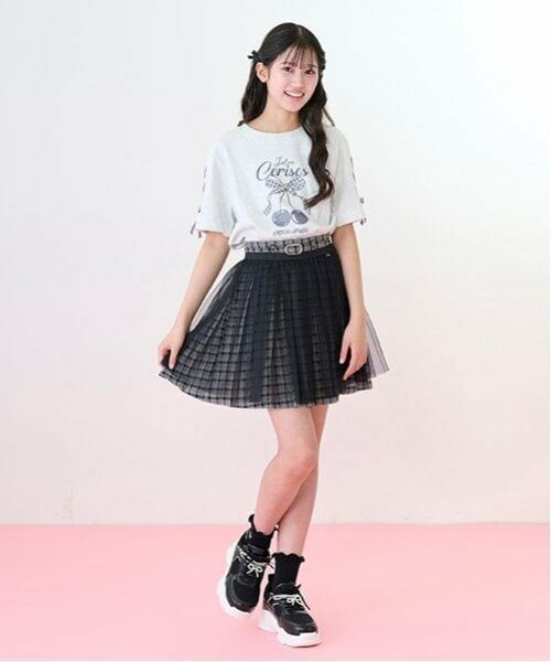 mezzo piano junior / メゾピアノジュニア Tシャツ | 【Cuugal掲載】【接触冷感】袖レースアップリボンチェリーTシャツ | 詳細7