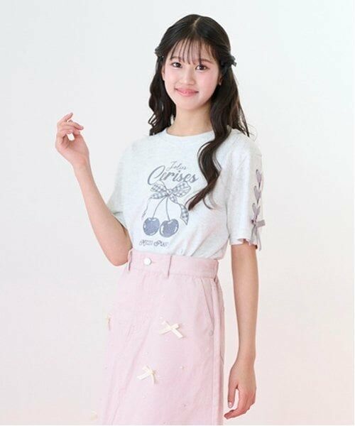 mezzo piano junior / メゾピアノジュニア Tシャツ | 【Cuugal掲載】【接触冷感】袖レースアップリボンチェリーTシャツ | 詳細9