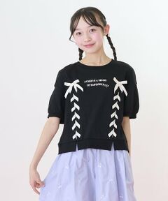 mezzo piano junior / メゾピアノジュニア Tシャツ | 【ニコ☆プチ掲載】袖パフレースアップTシャツ
