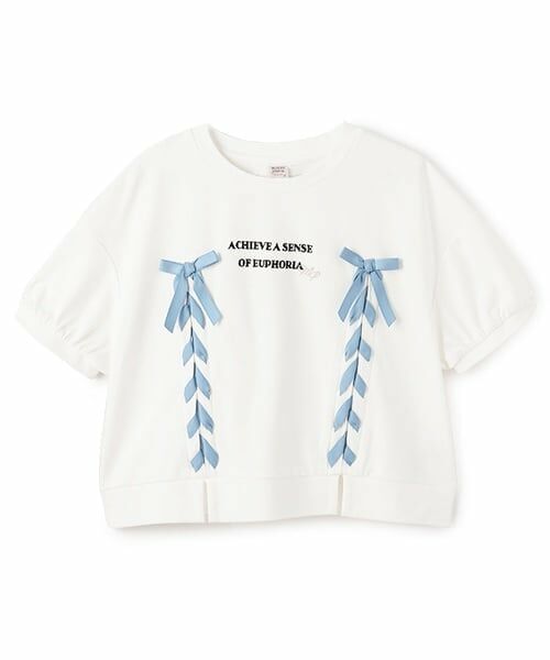 mezzo piano junior / メゾピアノジュニア Tシャツ | 【ニコ☆プチ掲載】袖パフレースアップTシャツ | 詳細7