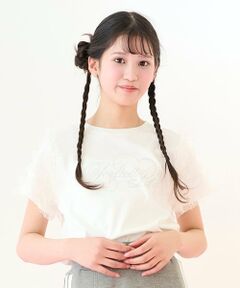 mezzo piano junior / メゾピアノジュニア Tシャツ | 【ニコ☆プチ・Cuugal掲載】袖チュールフリル半袖Tシャツ