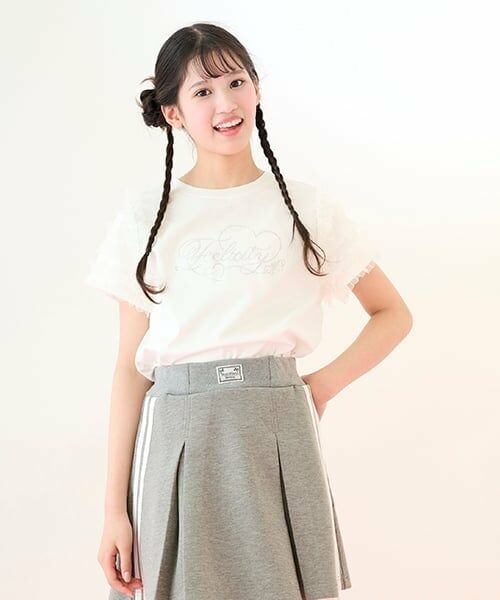 mezzo piano junior / メゾピアノジュニア Tシャツ | 【ニコ☆プチ・Cuugal掲載】袖チュールフリル半袖Tシャツ | 詳細10