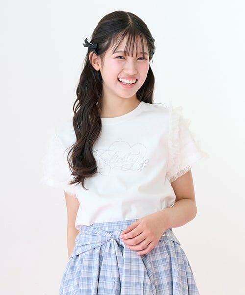 mezzo piano junior / メゾピアノジュニア Tシャツ | 【ニコ☆プチ・Cuugal掲載】袖チュールフリル半袖Tシャツ | 詳細3