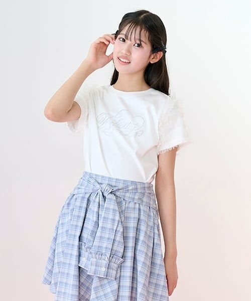 mezzo piano junior / メゾピアノジュニア Tシャツ | 【ニコ☆プチ・Cuugal掲載】袖チュールフリル半袖Tシャツ | 詳細4