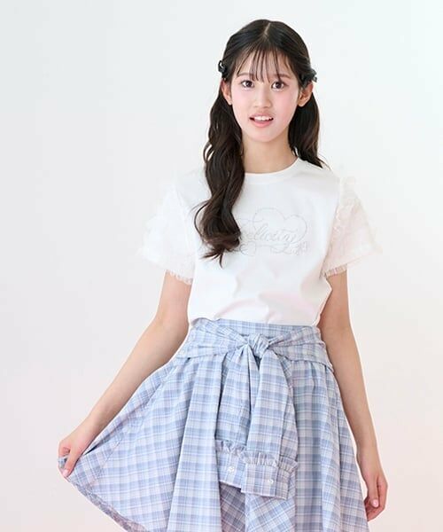 mezzo piano junior / メゾピアノジュニア Tシャツ | 【ニコ☆プチ・Cuugal掲載】袖チュールフリル半袖Tシャツ | 詳細5