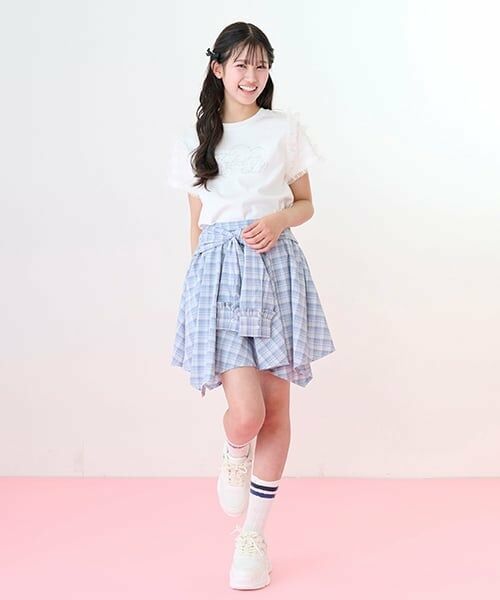 mezzo piano junior / メゾピアノジュニア Tシャツ | 【ニコ☆プチ・Cuugal掲載】袖チュールフリル半袖Tシャツ | 詳細8