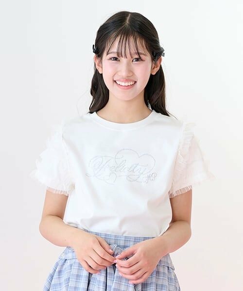mezzo piano junior / メゾピアノジュニア Tシャツ | 【ニコ☆プチ・Cuugal掲載】袖チュールフリル半袖Tシャツ | 詳細9