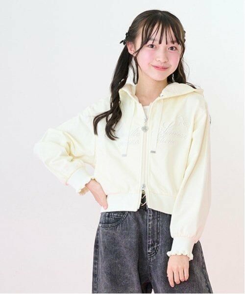 mezzo piano junior / メゾピアノジュニア パーカー | 【抗菌・消臭（汗臭）】ショート丈Wジップパーカ | 詳細1