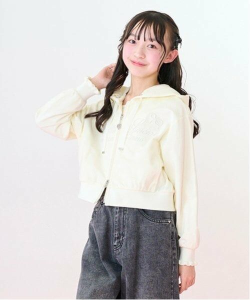 mezzo piano junior / メゾピアノジュニア パーカー | 【抗菌・消臭（汗臭）】ショート丈Wジップパーカ | 詳細2