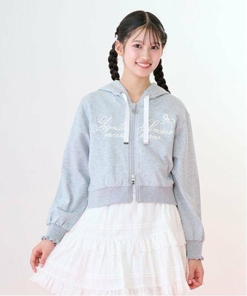 mezzo piano junior / メゾピアノジュニア パーカー | 【抗菌・消臭（汗臭）】ショート丈Wジップパーカ | 詳細5