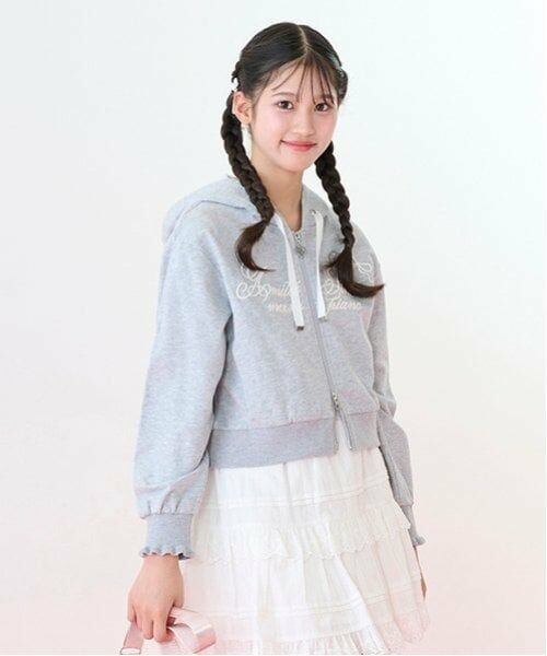 mezzo piano junior / メゾピアノジュニア パーカー | 【抗菌・消臭（汗臭）】ショート丈Wジップパーカ | 詳細8