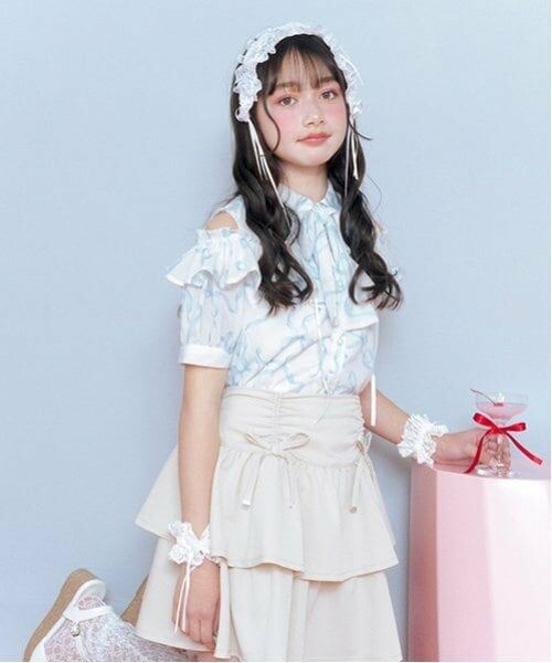 mezzo piano junior / メゾピアノジュニア シャツ・ブラウス | 【ニコ☆プチ・Cuugal掲載】リボン柄ボウタイつきフリルブラウス | 詳細1