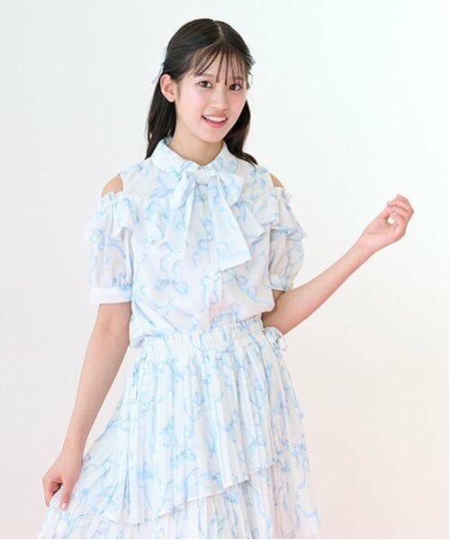 mezzo piano junior / メゾピアノジュニア シャツ・ブラウス | 【ニコ☆プチ・Cuugal掲載】リボン柄ボウタイつきフリルブラウス | 詳細3