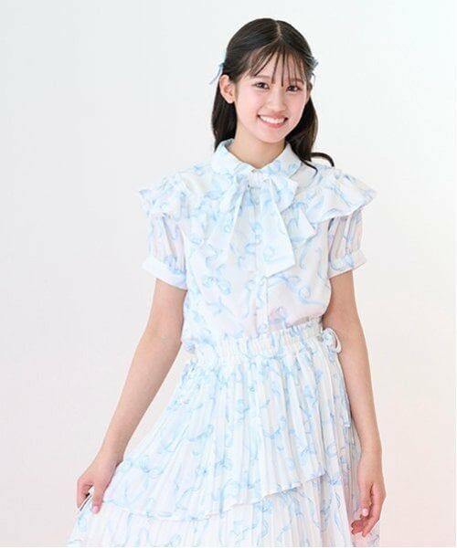 mezzo piano junior / メゾピアノジュニア シャツ・ブラウス | 【ニコ☆プチ・Cuugal掲載】リボン柄ボウタイつきフリルブラウス | 詳細4