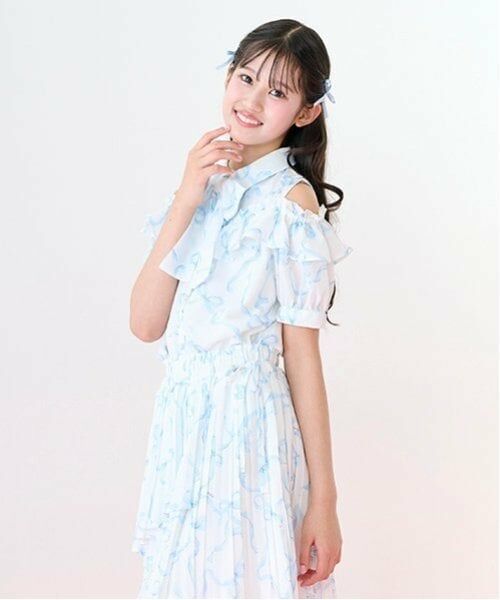 mezzo piano junior / メゾピアノジュニア シャツ・ブラウス | 【ニコ☆プチ・Cuugal掲載】リボン柄ボウタイつきフリルブラウス | 詳細5