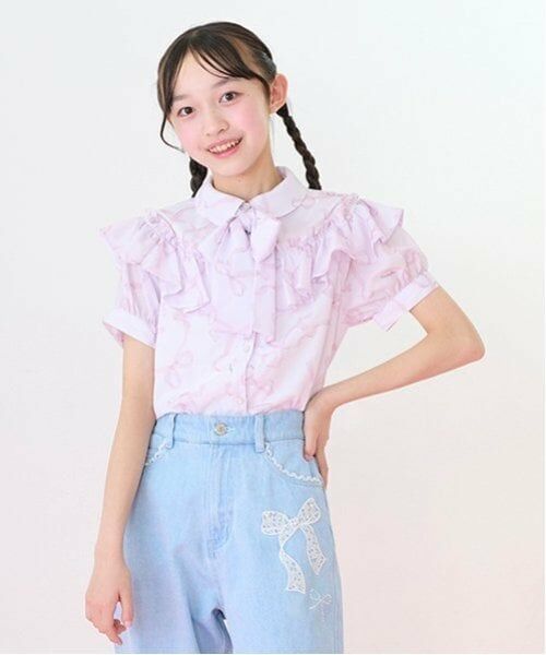 mezzo piano junior / メゾピアノジュニア シャツ・ブラウス | 【ニコ☆プチ・Cuugal掲載】リボン柄ボウタイつきフリルブラウス | 詳細8