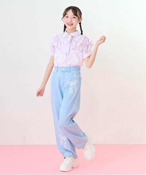 mezzo piano junior / メゾピアノジュニア シャツ・ブラウス | 【ニコ☆プチ・Cuugal掲載】リボン柄ボウタイつきフリルブラウス | 詳細9