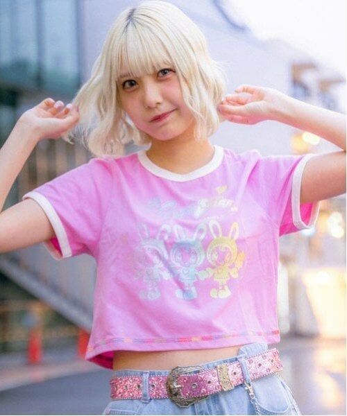 mezzo piano junior / メゾピアノジュニア Tシャツ | 復刻♪ レインボーベリエちゃんリンガーTシャツ（チェリー ピンク）