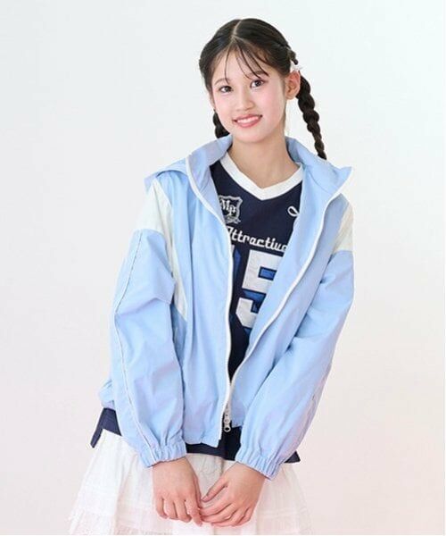 mezzo piano junior / メゾピアノジュニア ブルゾン | 【撥水】切り替えトラックジャケット（ライト ブルー）