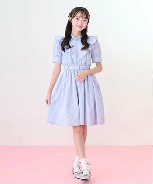 mezzo piano junior / メゾピアノジュニア ミニ丈・ひざ丈ワンピース | 【ニコ☆プチ掲載】ハーフジップフリルワンピース | 詳細3