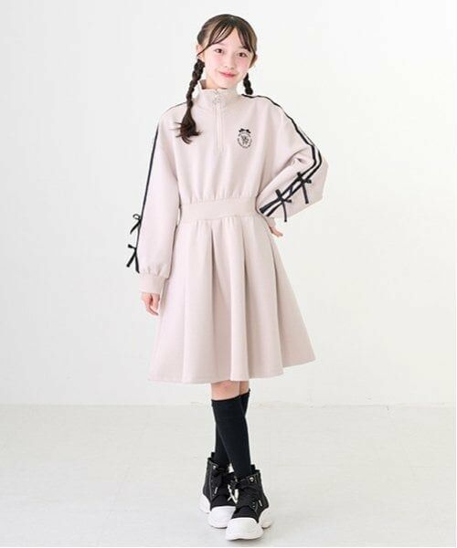 mezzo piano junior / メゾピアノジュニア ミニ丈・ひざ丈ワンピース | ハーフジップサイドリボンワンピース | 詳細2