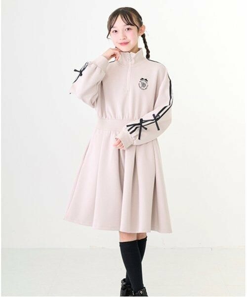 mezzo piano junior / メゾピアノジュニア ミニ丈・ひざ丈ワンピース | ハーフジップサイドリボンワンピース | 詳細4