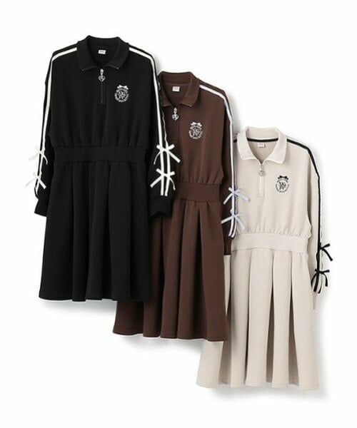 mezzo piano junior / メゾピアノジュニア ミニ丈・ひざ丈ワンピース | ハーフジップサイドリボンワンピース | 詳細5