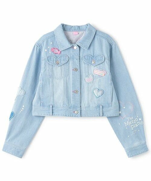 mezzo piano junior / メゾピアノジュニア ブルゾン | 復刻♪ ハートいっぱいデニムジャケット（ライト ブルー）